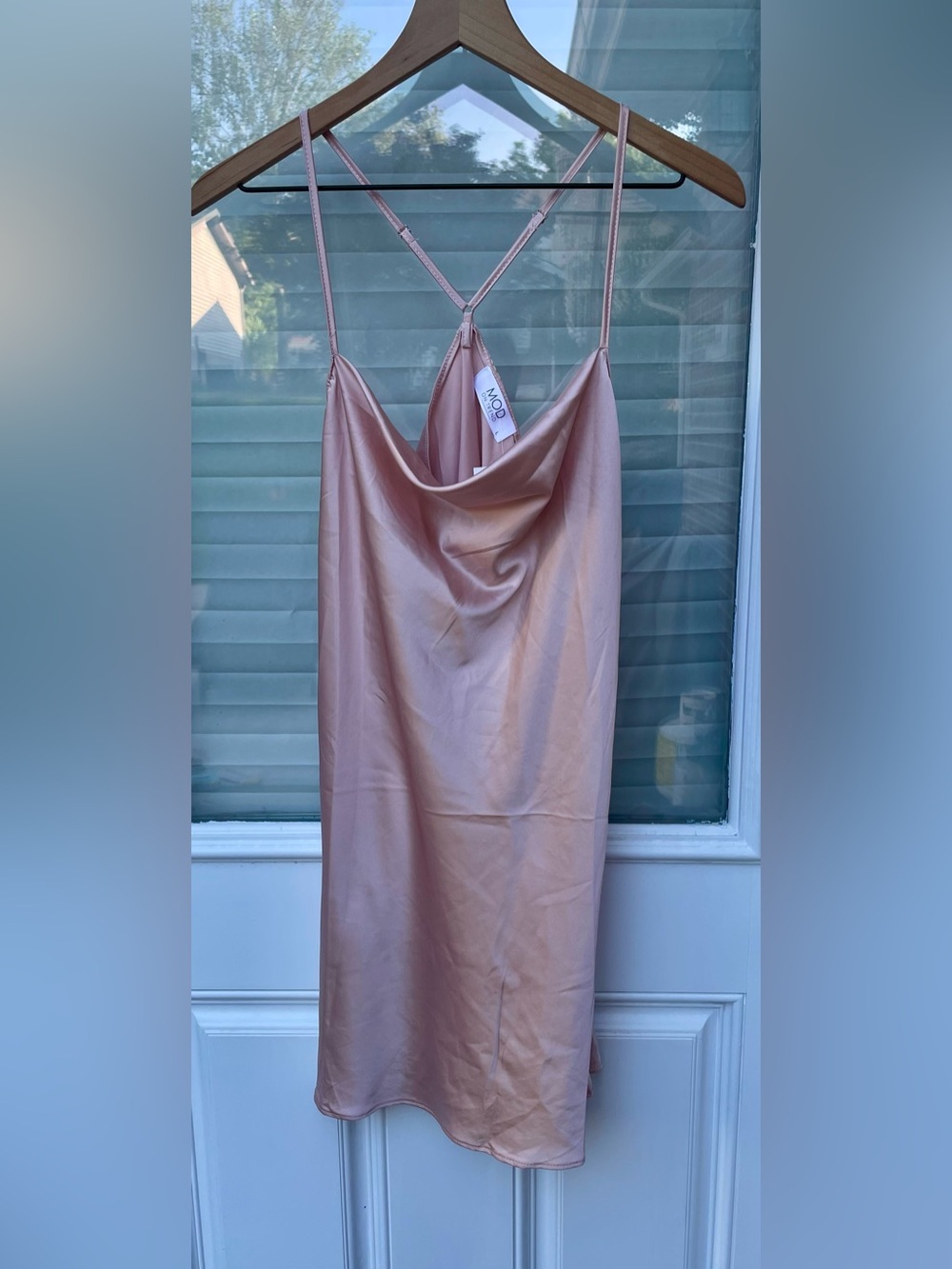 Mod on trend Satin Cowl Maxi Slip Skirt in Rose